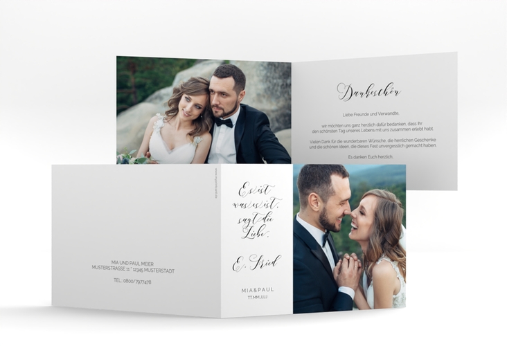 Danksagungskarte Hochzeit Paperlove A6 Klappkarte quer weiss hochglanz