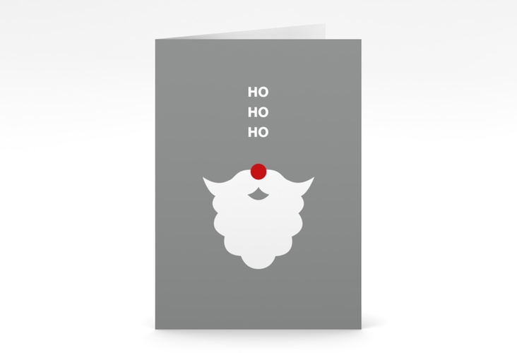 Weihnachtskarte Santaclaus A6 Klappkarte hoch grau hochglanz
