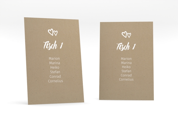 Tischaufsteller Hochzeit Icons Tischaufsteller Kraftpapier hochglanz