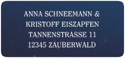Klick: Details zu Absenderetikett Hochzeit "Winterdream" anzeigen Absenderetikett Hochzeit "Winterdream" 45,7 x 21,2 mm blau