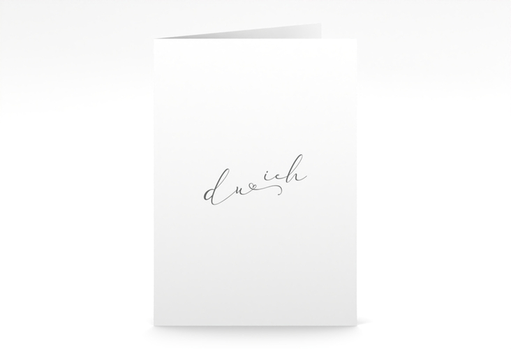 Menükarte Hochzeit Zweisamkeit A5 Klappkarte hoch im minimalistischen Stil mit Aufschrift du & ich
