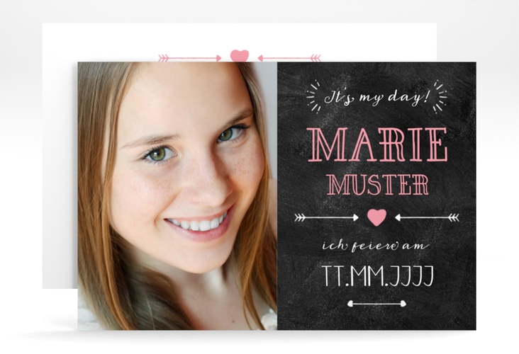 Einladung Jugendweihe Type A6 Karte quer rosa