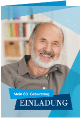 Einladung 60. Geburtstag Shapes A6 Klappkarte hoch blau