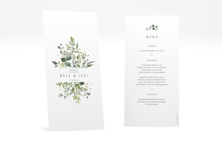Menükarte Hochzeit "Enchanting" DIN lang hoch weiss