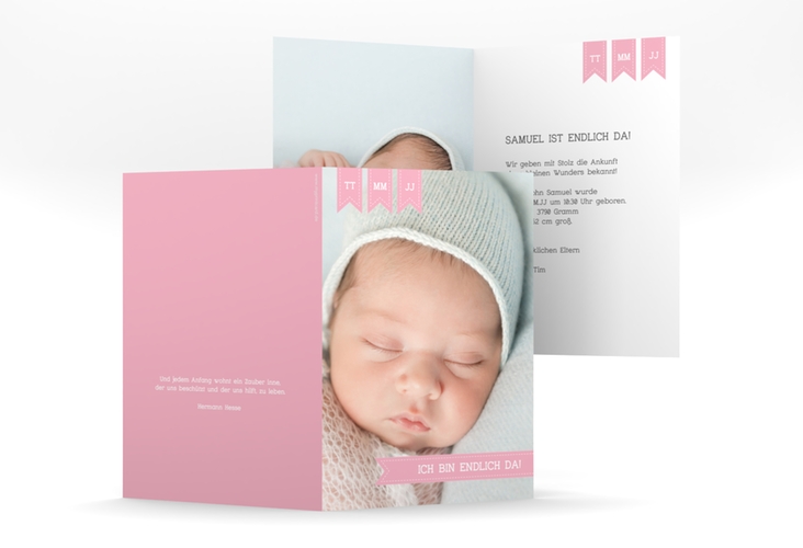Geburtskarte "Kinderlachen" A6 Klappkarte rosa