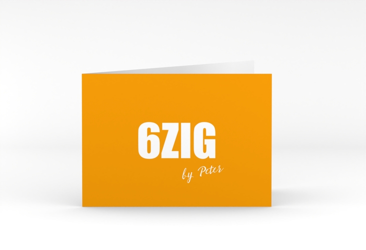 Einladung 60. Geburtstag Zig A6 Klappkarte quer orange