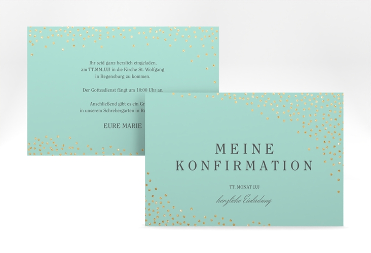 Einladung Konfirmation Glossy A6 Karte quer mint hochglanz