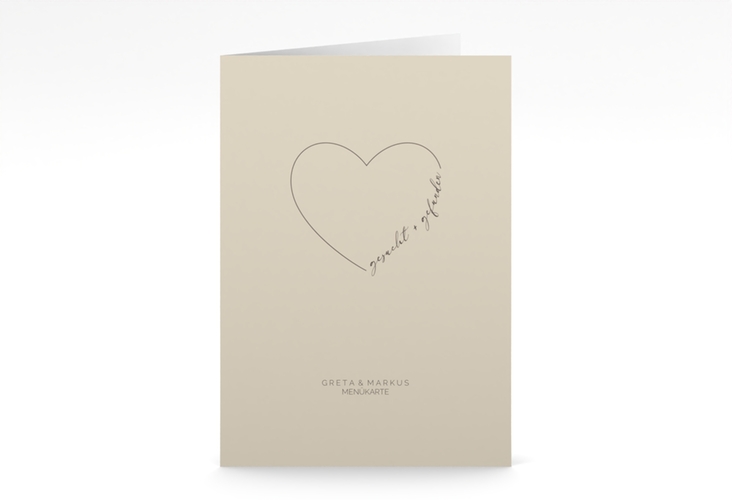 Menükarte Hochzeit Lebenstraum A5 Klappkarte hoch beige hochglanz