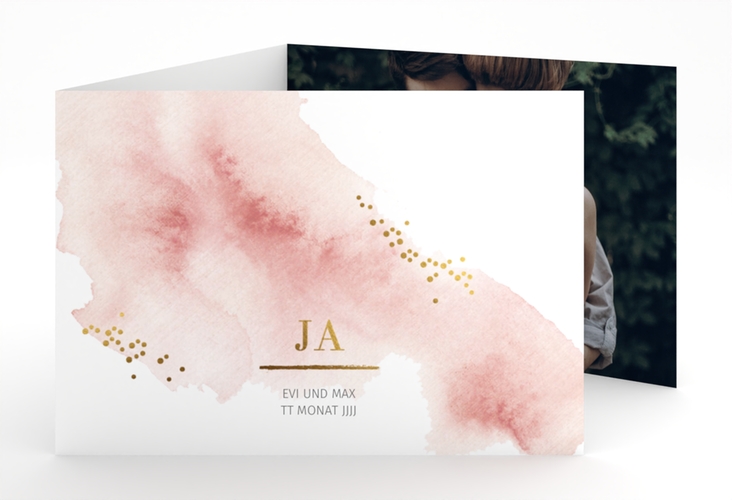 Hochzeitseinladung Pastell A6 Doppel-Klappkarte