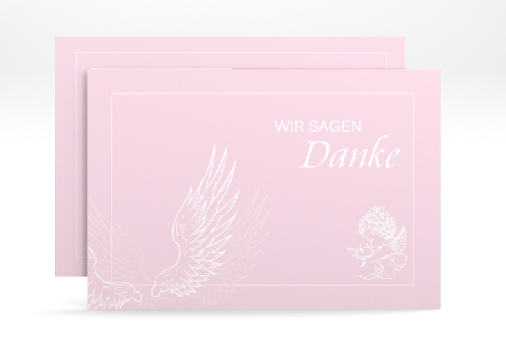 Dankeskarte Taufe Angel A6 Karte quer rosa hochglanz