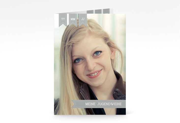 Einladung Jugendweihe Youthful A6 Klappkarte hoch mit eigenem Foto