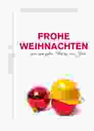 Geschäftliche Weihnachtskarte Baustelle A6 Karte hoch weiss mit roter Weihnachtskugel mit Bauhelm