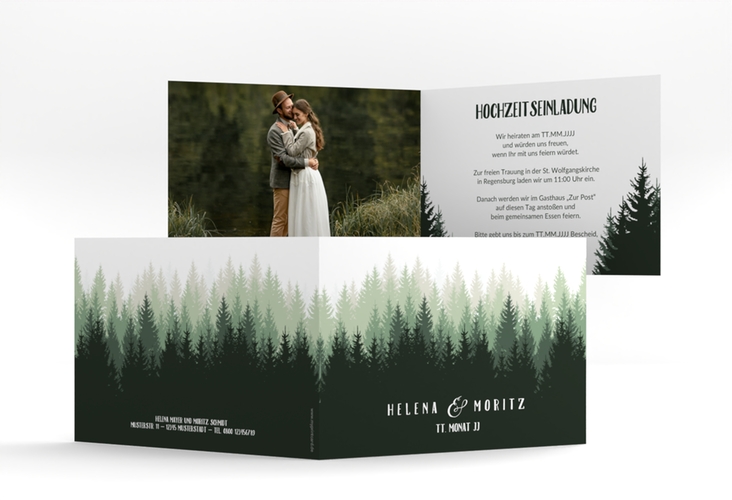 Hochzeitseinladung Forest A6 Klappkarte quer