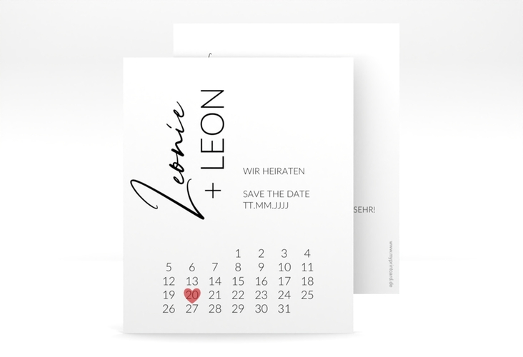 Save the Date-Kalenderblatt Your Name Kalenderblatt-Karte