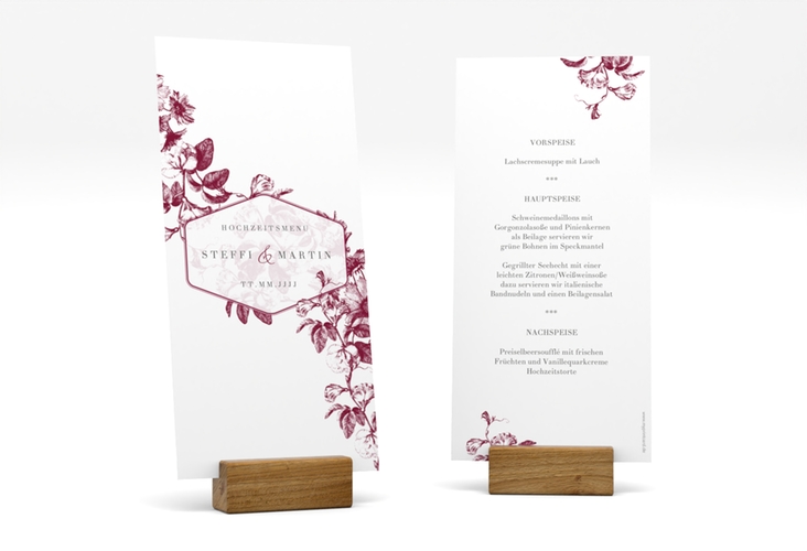 Menükarte Hochzeit Magnificent lange Karte hoch rot hochglanz