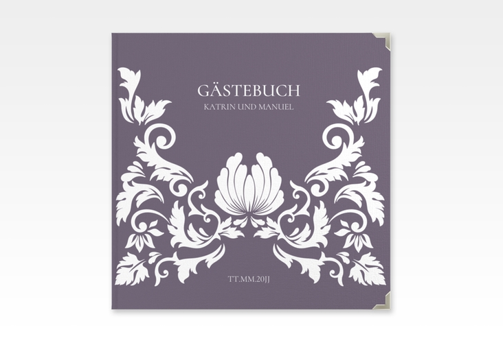 Gästebuch Selection Hochzeit Royal Leinen-Hardcover lila mit barockem Blumen-Ornament