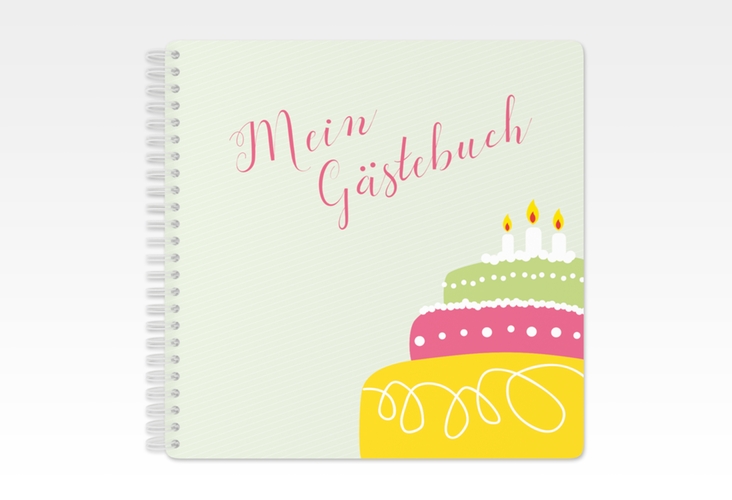 Gästebuch Geburtstag Cake Ringbindung gruen