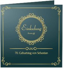 Einladung 70. Geburtstag Bert/Berta quadr. Klappkarte blau