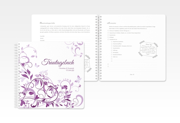 Trautagebuch Hochzeit "Lilly" Trautagebuch Hochzeit lila