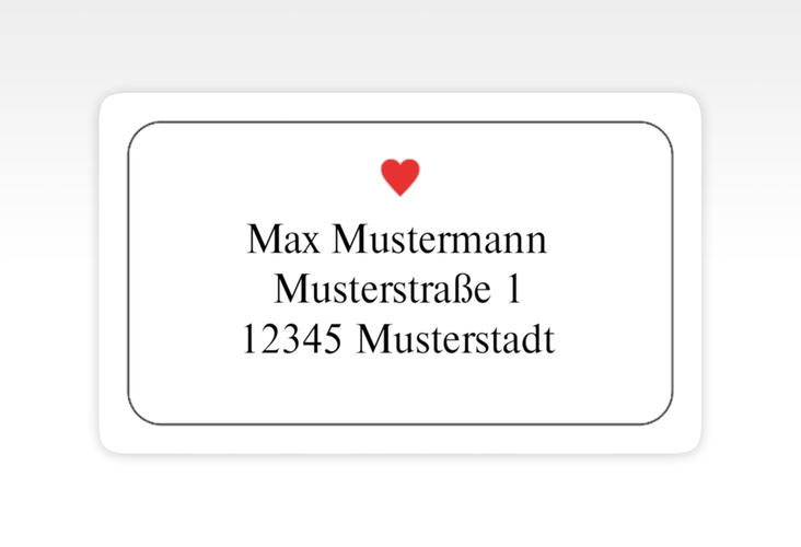 Empfängeretikett Hochzeit Kartenspiel 63,5 x 38,1 mm im Herz-Ass-Design eines Kartenspiels