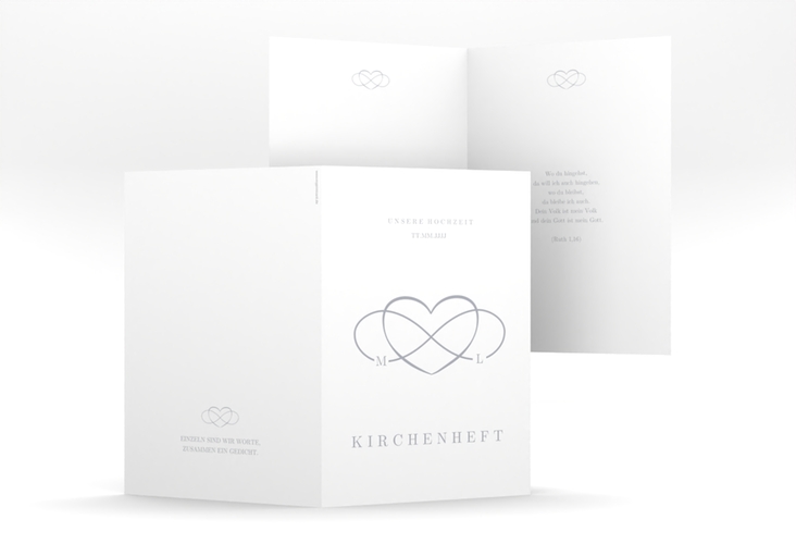Kirchenheft Hochzeit Infinity A5 Klappkarte hoch grau hochglanz