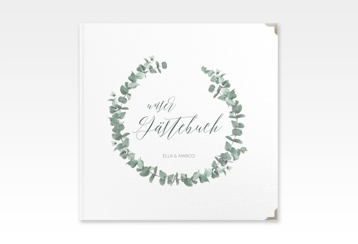 Gästebuch Selection Hochzeit Silverleaf Leinen-Hardcover mit Eukalyptus-Zweig