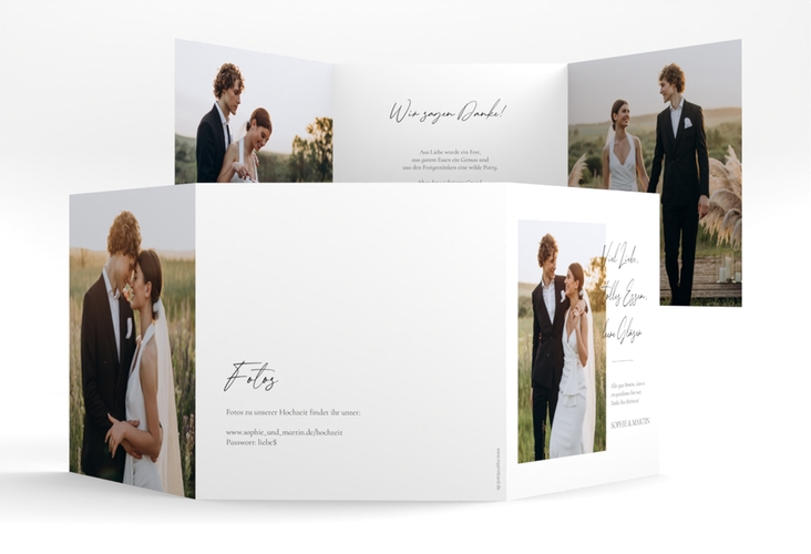 Dankeskarte Hochzeit Liebesbekundung quadr. Doppel-Klappkarte weiss