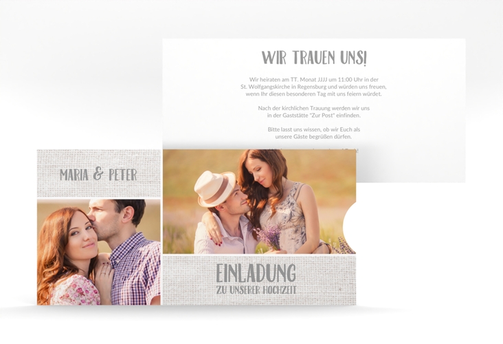 Hochzeitseinladung Landliebe Einsteckkarte weiss
