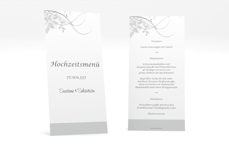 Menükarte Hochzeit Florenz lange Karte hoch grau hochglanz