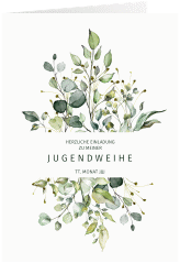 Klick: Details zu Einladung Jugendweihe "Verdoyant" anzeigen Einladung Jugendweihe Verdoyant A6 Klappkarte hoch weiss