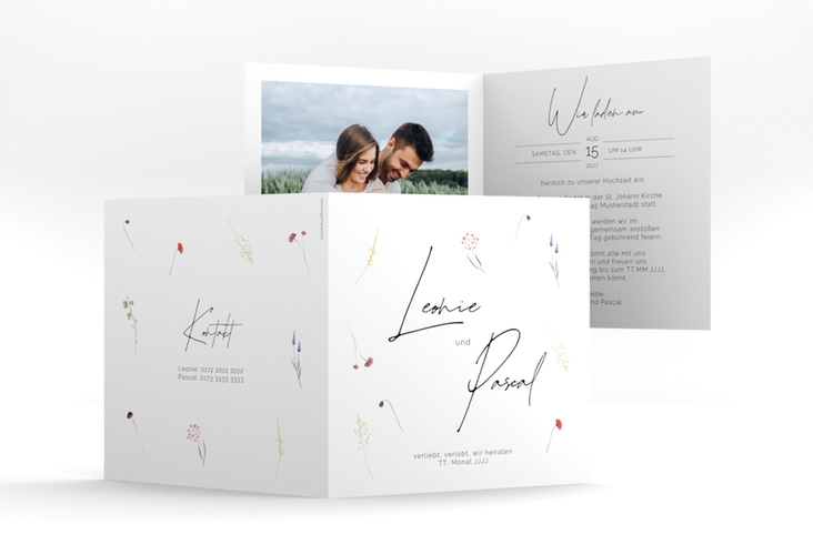 Hochzeitseinladung Feldblume quadr. Klappkarte
