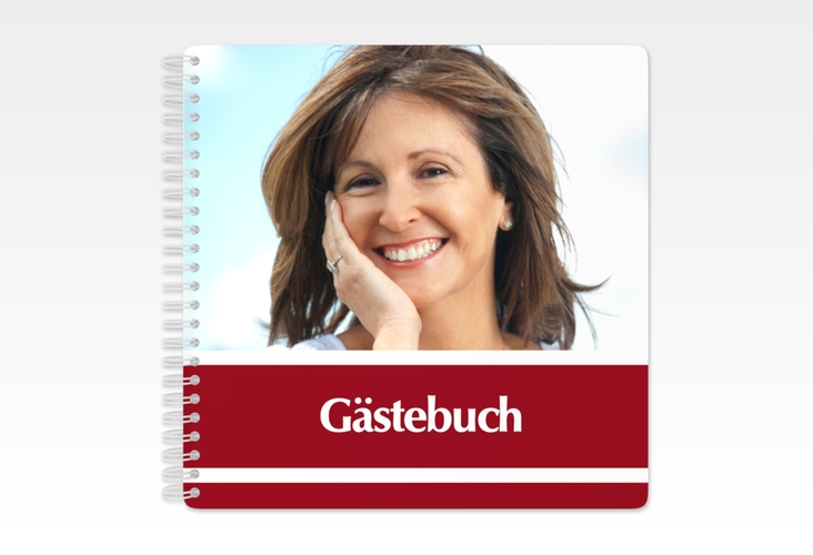 Gästebuch Geburtstag Gerd/Gerda Ringbindung rot mit Foto