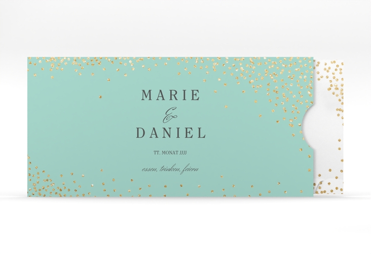 Hochzeitseinladung Glitter Einsteckkarte mint