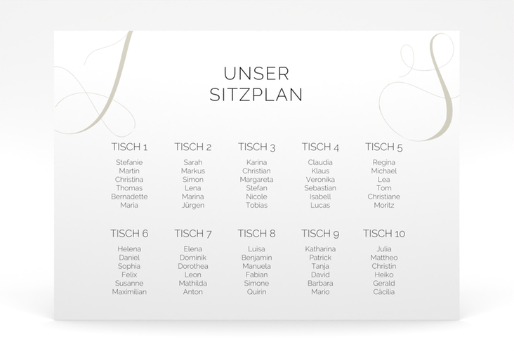 Sitzplan Poster Hochzeit Eheschließung 70 x 50 cm Poster
