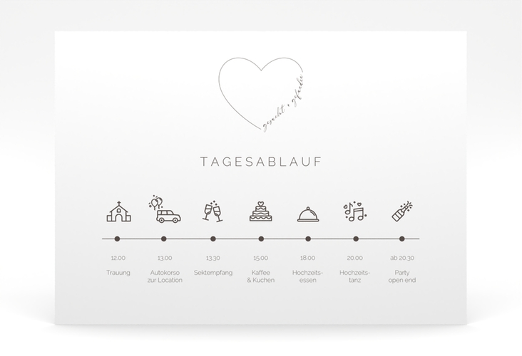 Tagesablauf Poster Hochzeit Lebenstraum 70 x 50 cm Poster weiss
