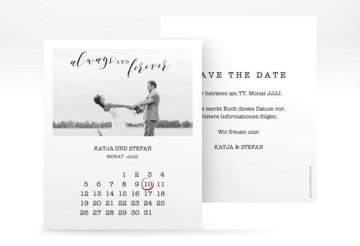 Save the Date-Kalenderblatt Photoframe Kalenderblatt-Karte hochglanz