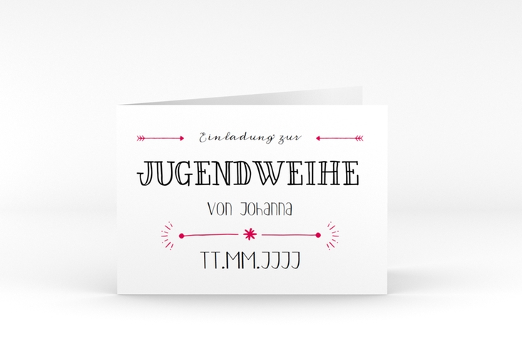 Einladung Jugendweihe Typeface A6 Klappkarte quer hochglanz