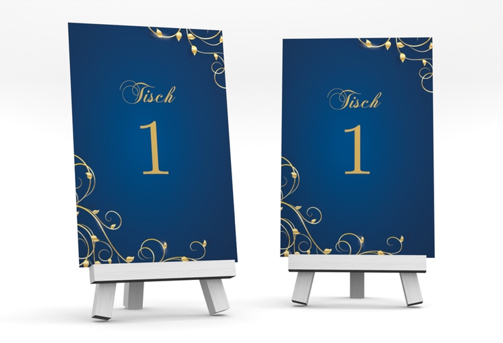Tischnummer Hochzeit Eternity Tischaufsteller blau