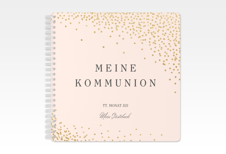Gästebuch Kommunion Glanzvoll Ringbindung rosa