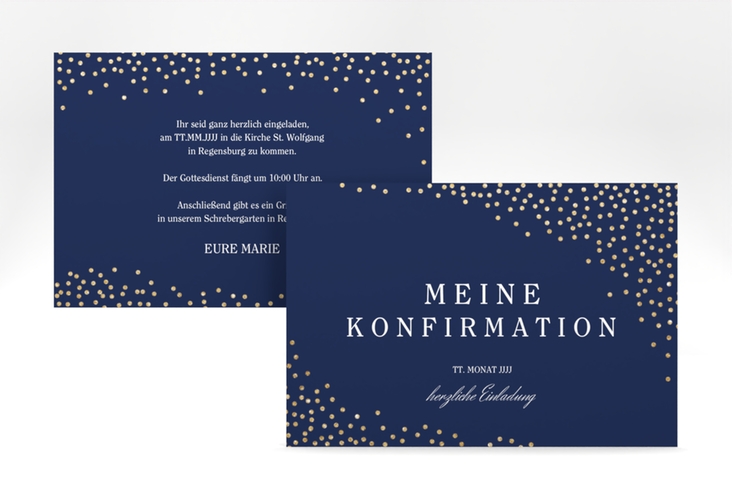 Einladung Konfirmation Glossy A6 Karte quer blau hochglanz
