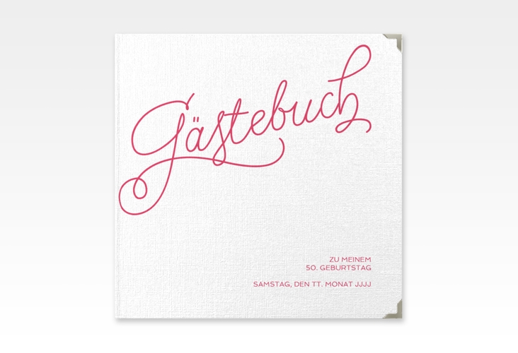Gästebuch Selection Geburtstag Schwungvoll Leinen-Hardcover pink