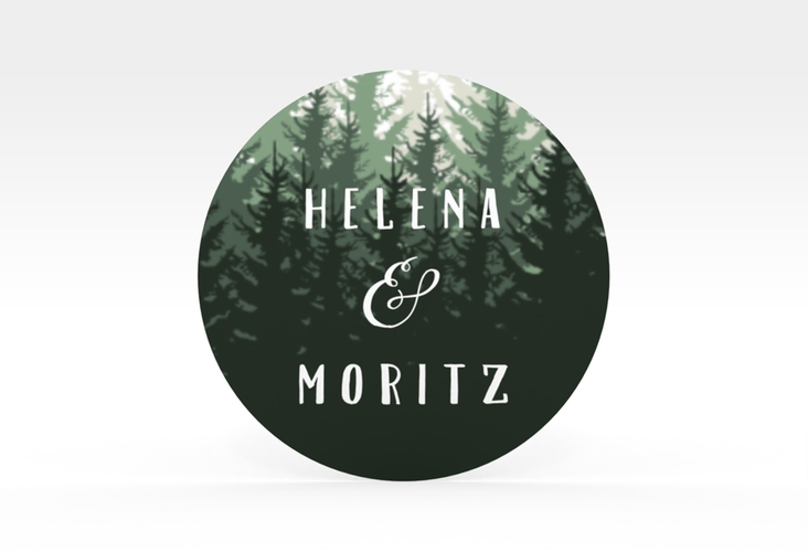 Aufkleber Hochzeit Forest Aufkleber, selbstklebend, rund gruen
