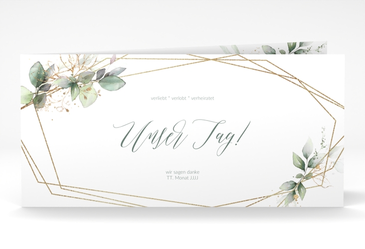 Danksagungskarte Hochzeit Greenish lange Klappkarte quer gruen