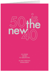 Einladung 50. Geburtstag Grateful A6 Klappkarte hoch pink