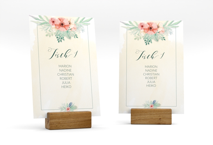 Tischaufsteller Hochzeit Surfinia Tischaufsteller apricot hochglanz
