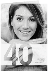 Einladung 40. Geburtstag Banderole A6 Klappkarte hoch weiss