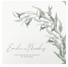 Klick: Details zu Gästebuch Selection Hochzeit "Eucalyptus Green" anzeigen Gästebuch Selection Hochzeit Eucalyptus Green Leinen-Hardcover weiss