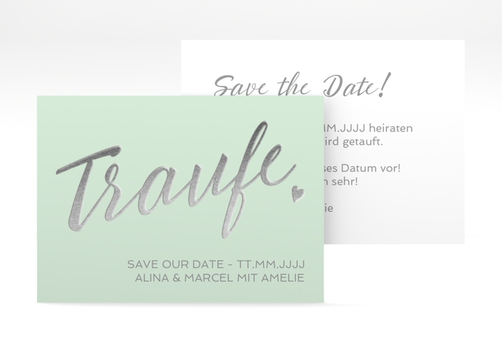Save the Date-Visitenkarte Traufe Visitenkarte quer mint hochglanz
