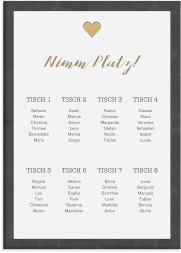 Klick: Details zu Sitzplan Leinwand Hochzeit "Sparkly" anzeigen Sitzplan Leinwand Hochzeit Sparkly 50 x 70 cm Leinwand gold