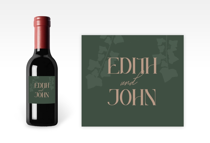 Piccoloetikett Hochzeit Efeugrün Etikett Piccolo gruen im Fantasy-Elfen-Design mit Efeu